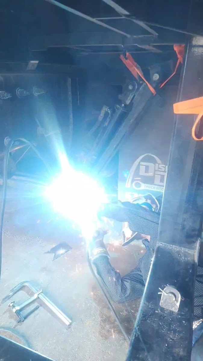 Welding work being done on a trailer